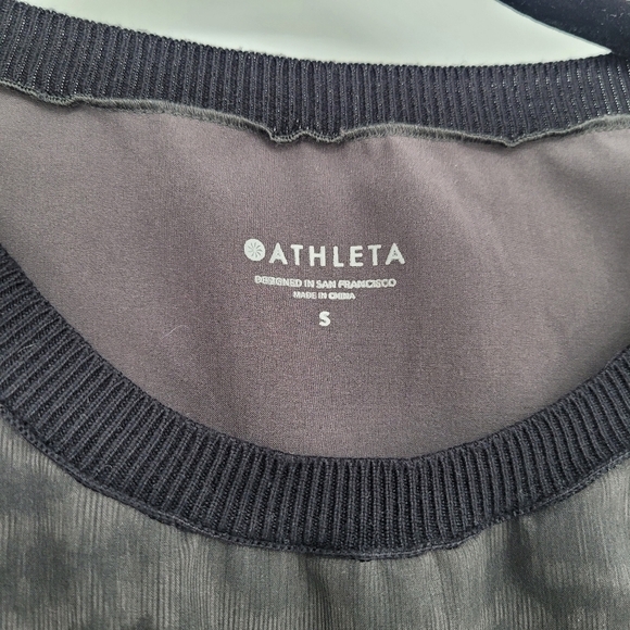 Athleta Rincon printed grey black dress lightweight sinch waist knee small - Picture 4 of 11